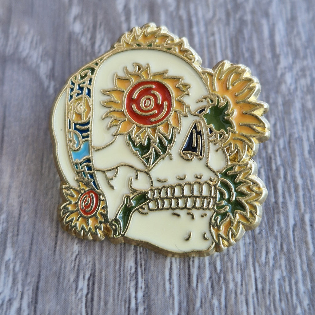 Spilla Teschio con Girasoli