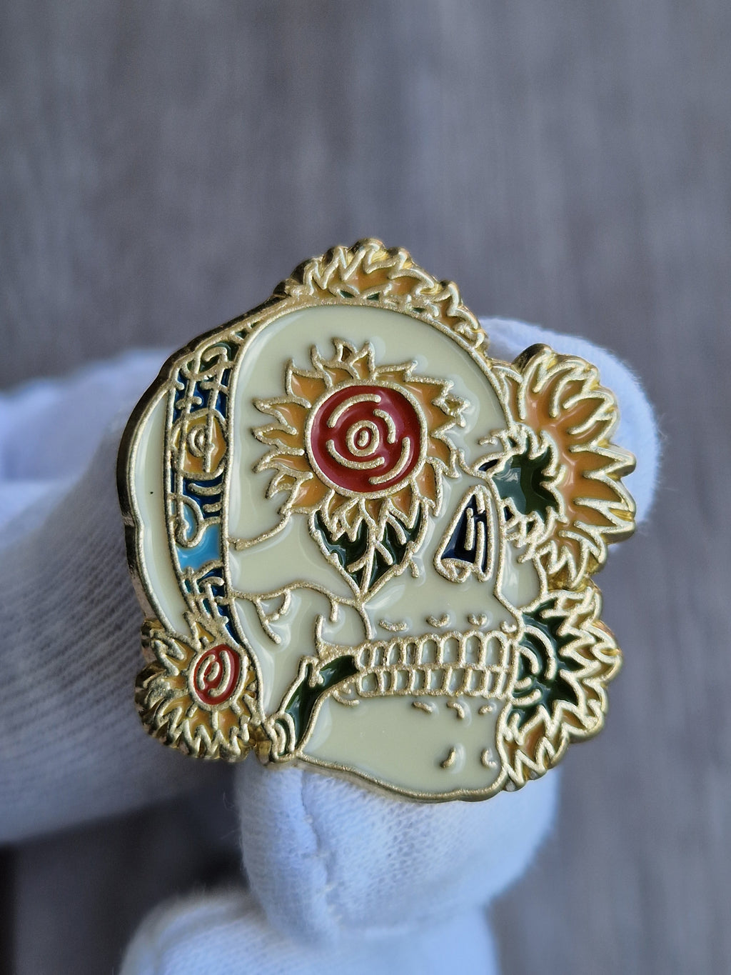 Spilla Teschio con Girasoli