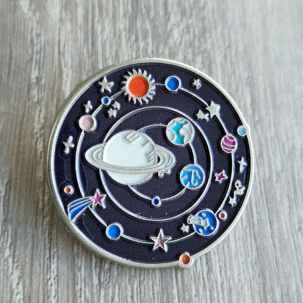 Spilla di metallo Sistema solare pin badge brooch