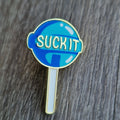 Spilla lecca lecca “SUCK IT” blu