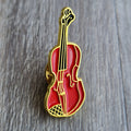 Spilla violino rosso smalto oro