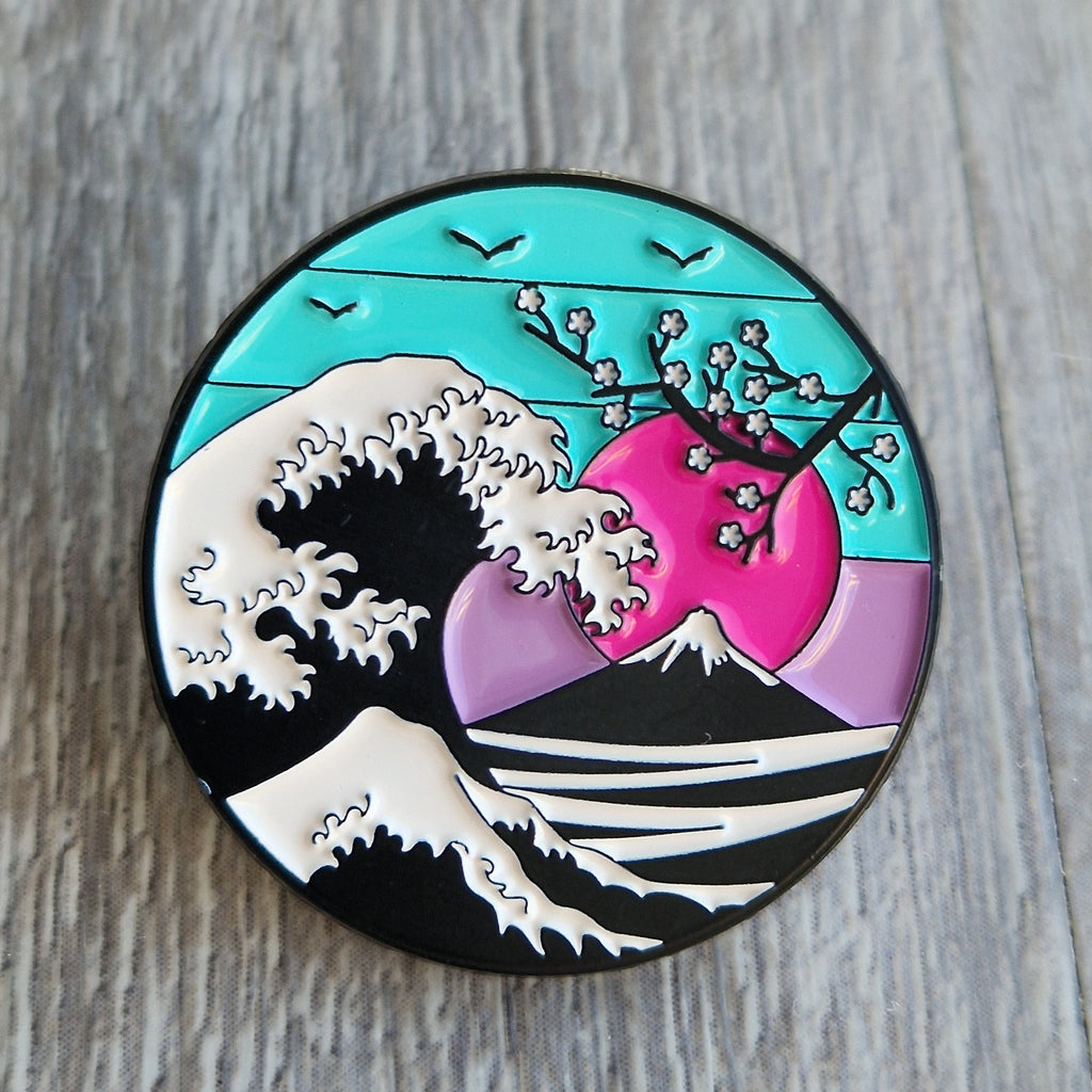 Spilla Grande Onda Hokusai Vaporwave