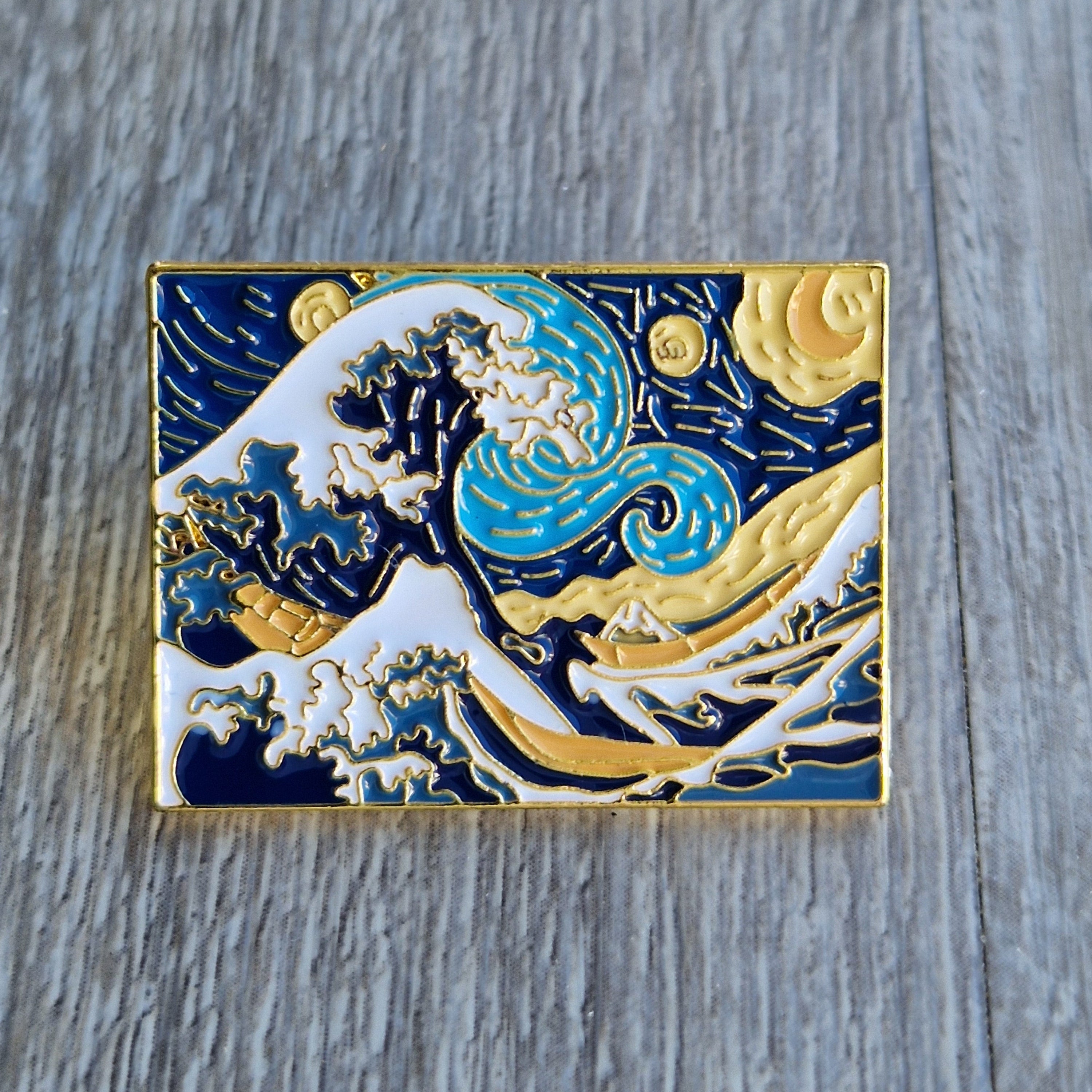 Spilla Grande Onda di Kanagawa Smaltata