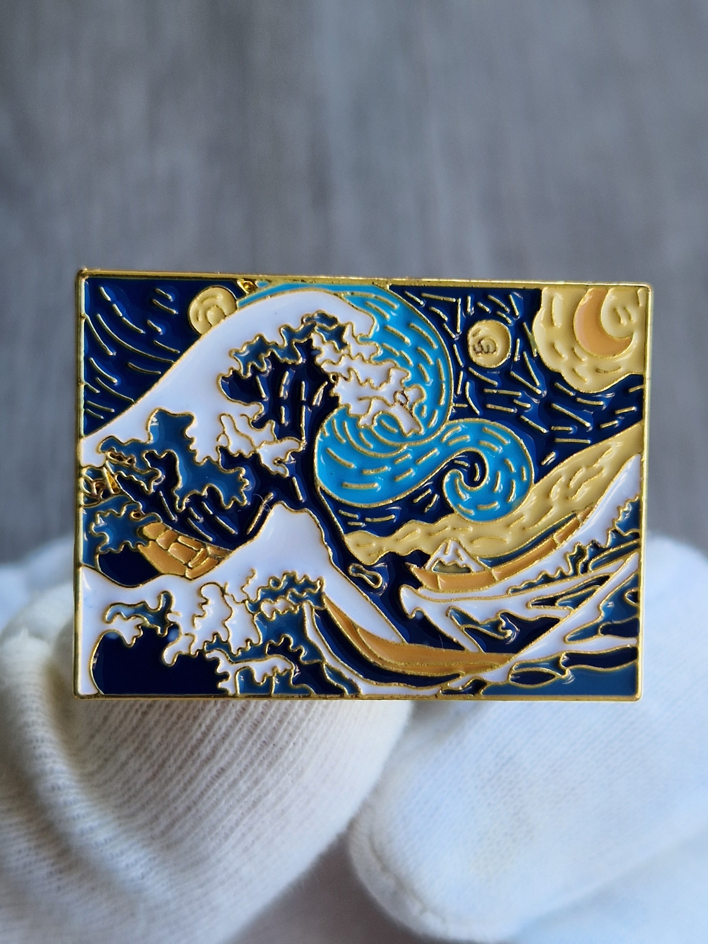 Spilla Grande Onda di Kanagawa Smaltata