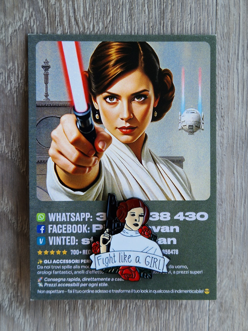Spilla e card Princess Leia Fight Like a Girl