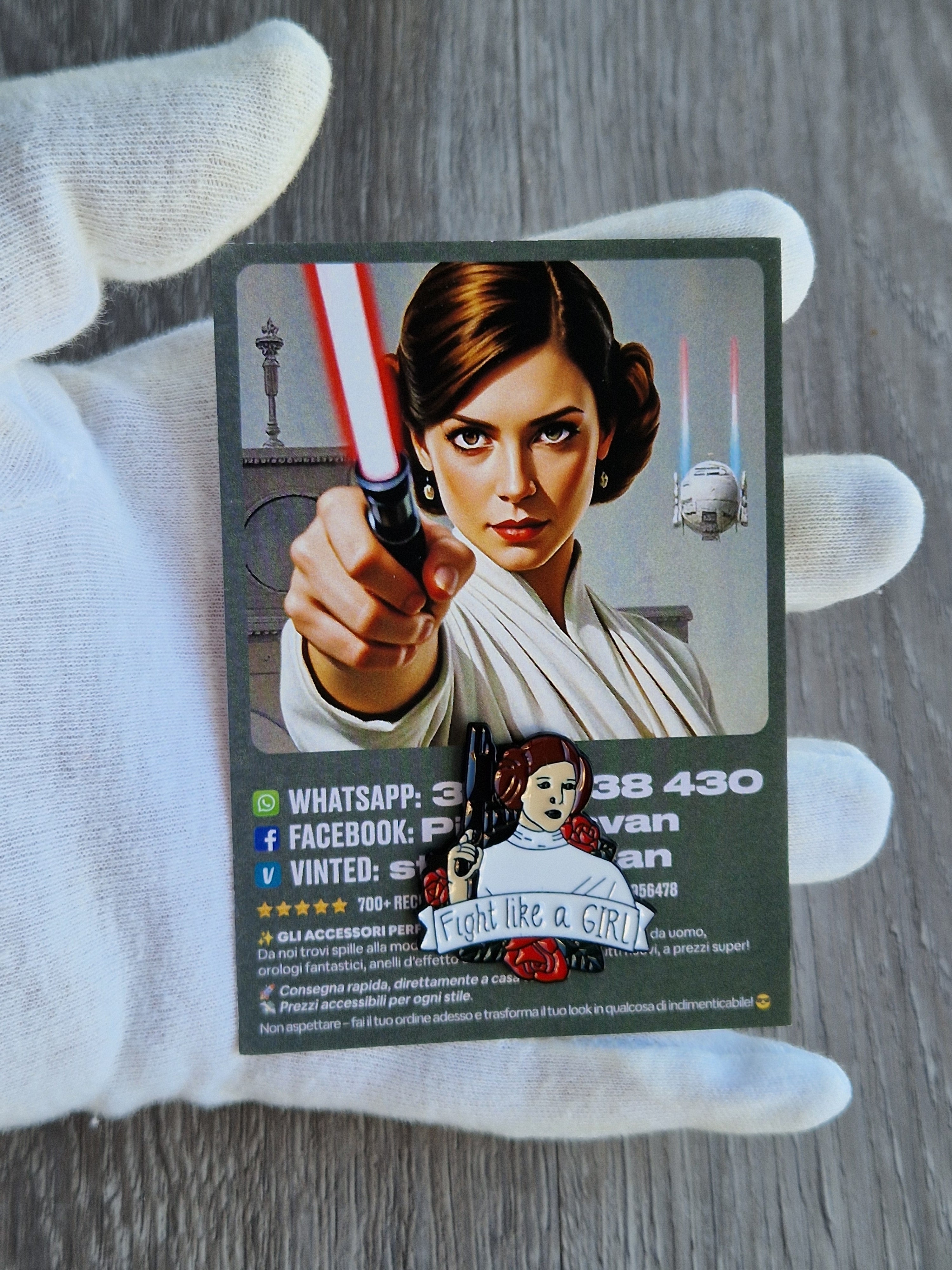 Spilla e card Princess Leia Fight Like a Girl