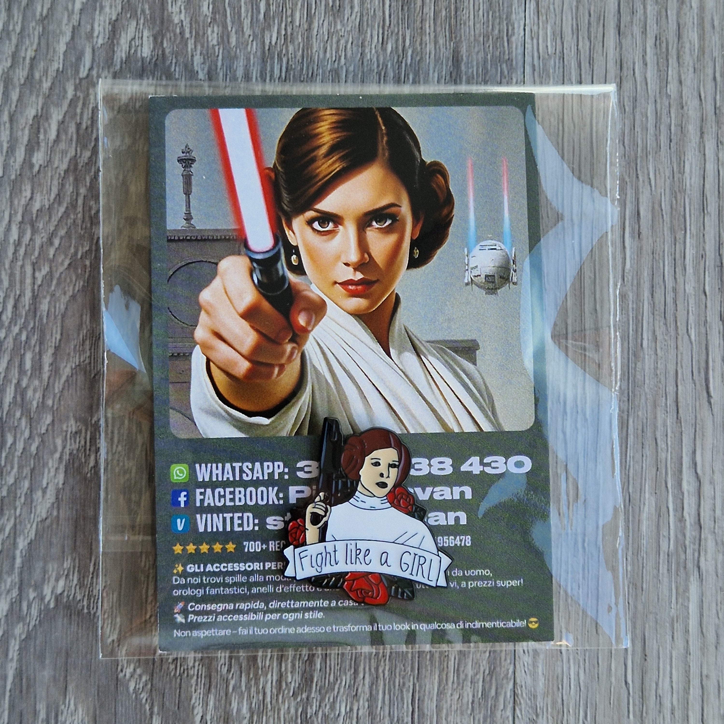 Spilla e card Princess Leia Fight Like a Girl