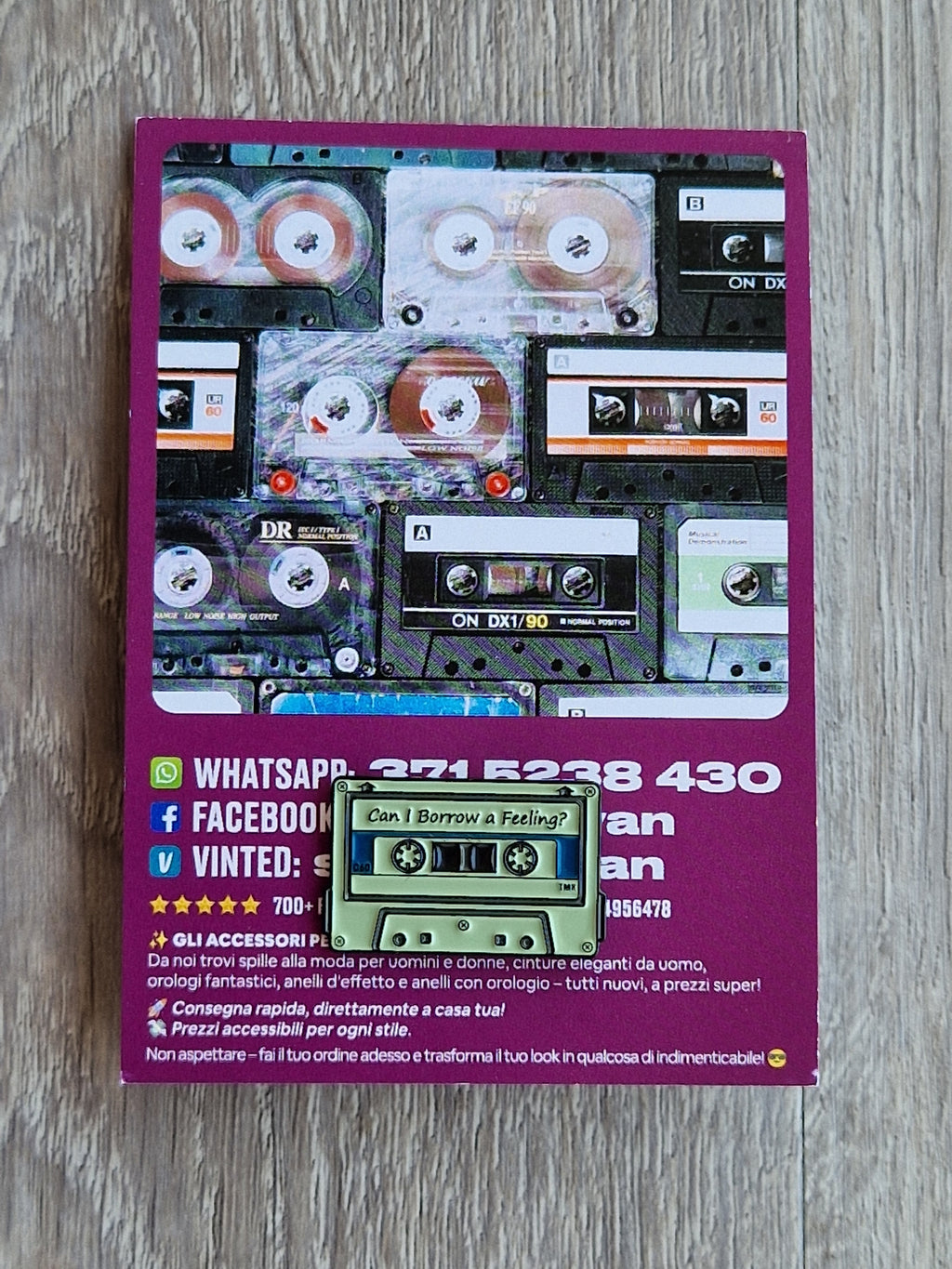 Spilla  e card Musicassetta Vintage Can I Borrow a Feeling?