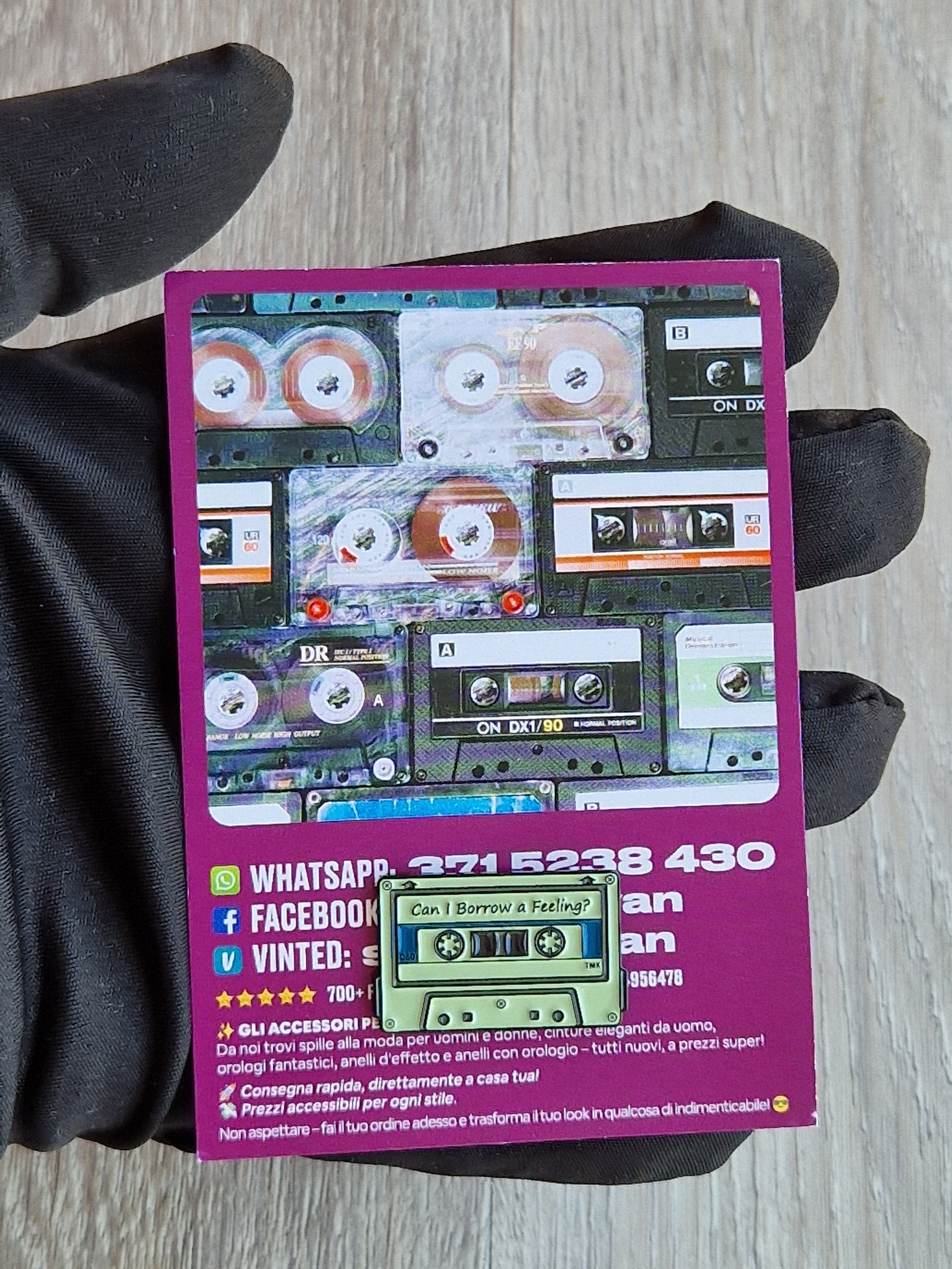Spilla  e card Musicassetta Vintage Can I Borrow a Feeling?