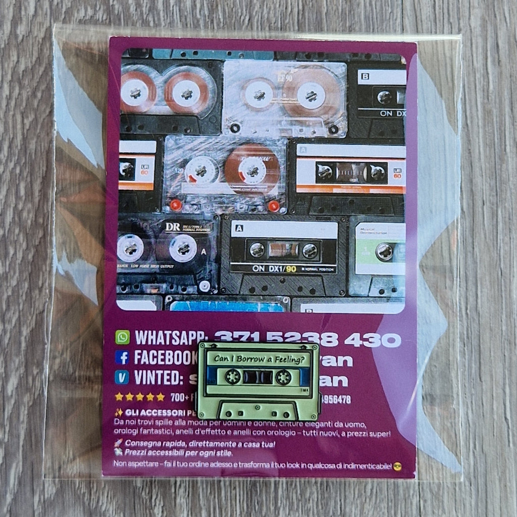 Spilla  e card Musicassetta Vintage Can I Borrow a Feeling?