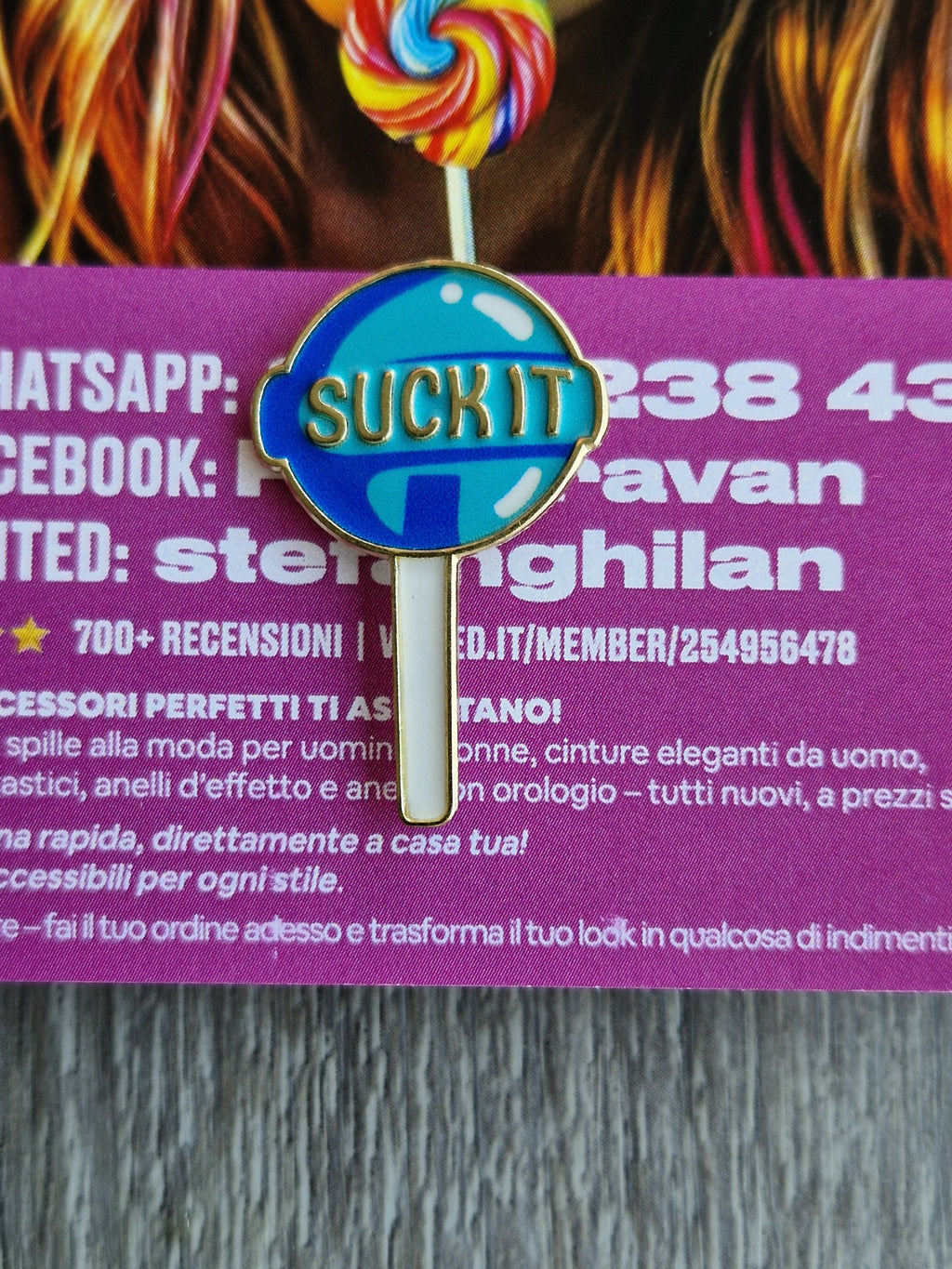 Spilla e card Suck It Lollipop