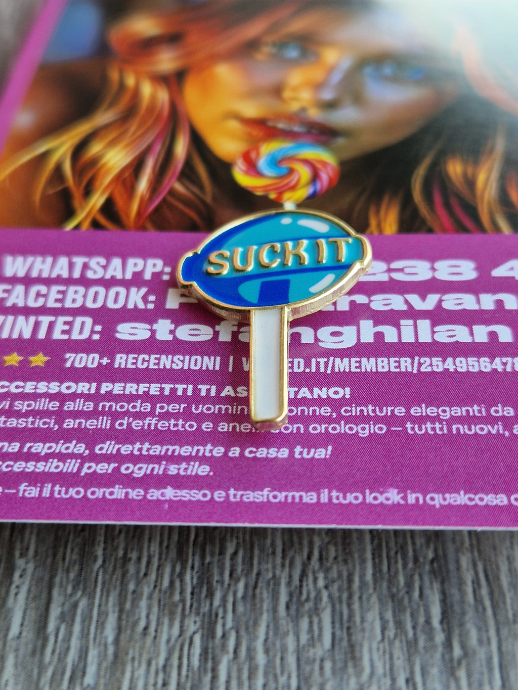 Spilla e card Suck It Lollipop