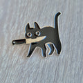 Spilla Gatto Nero con coltello  Minimal
