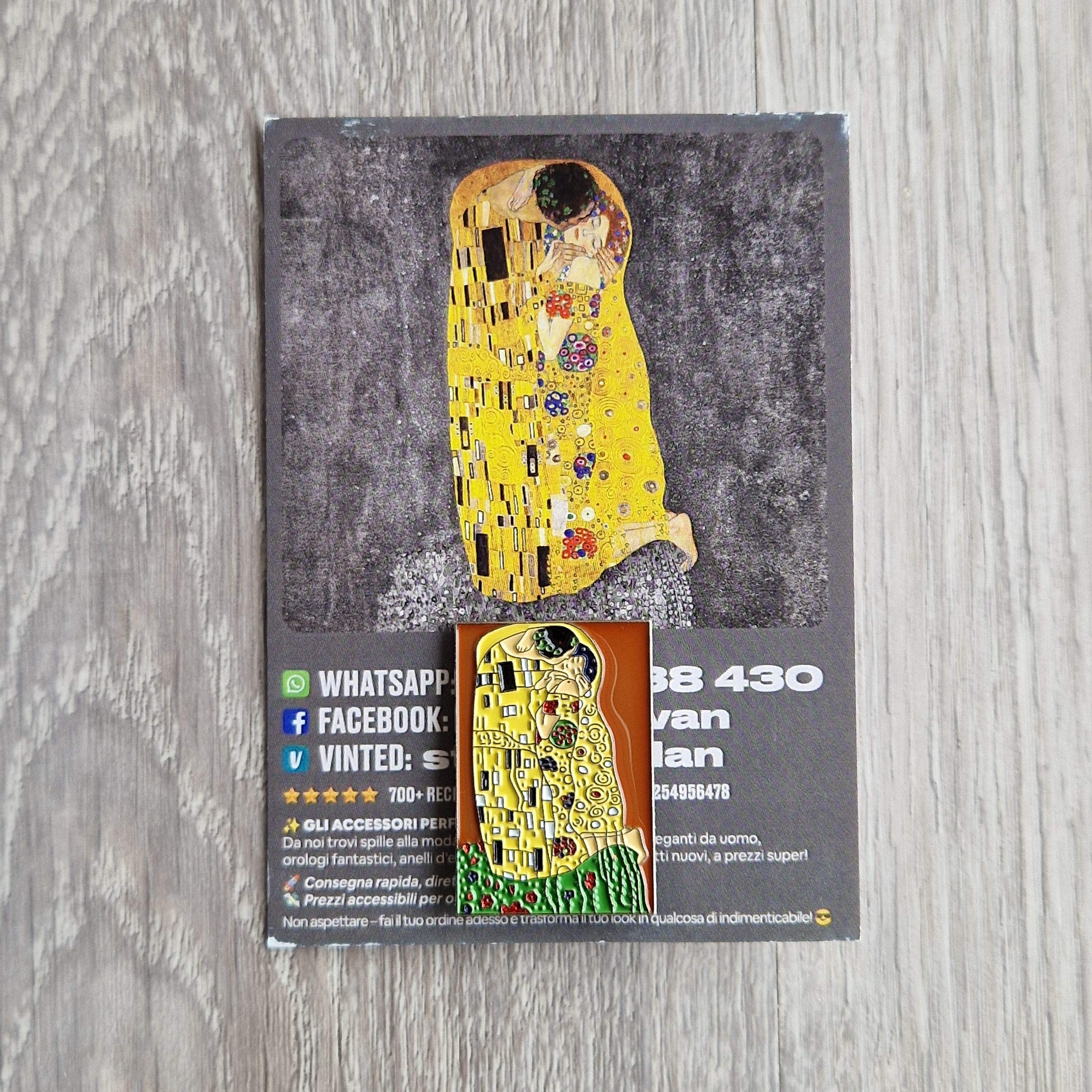 Spilla e card Il Bacio di Klimt