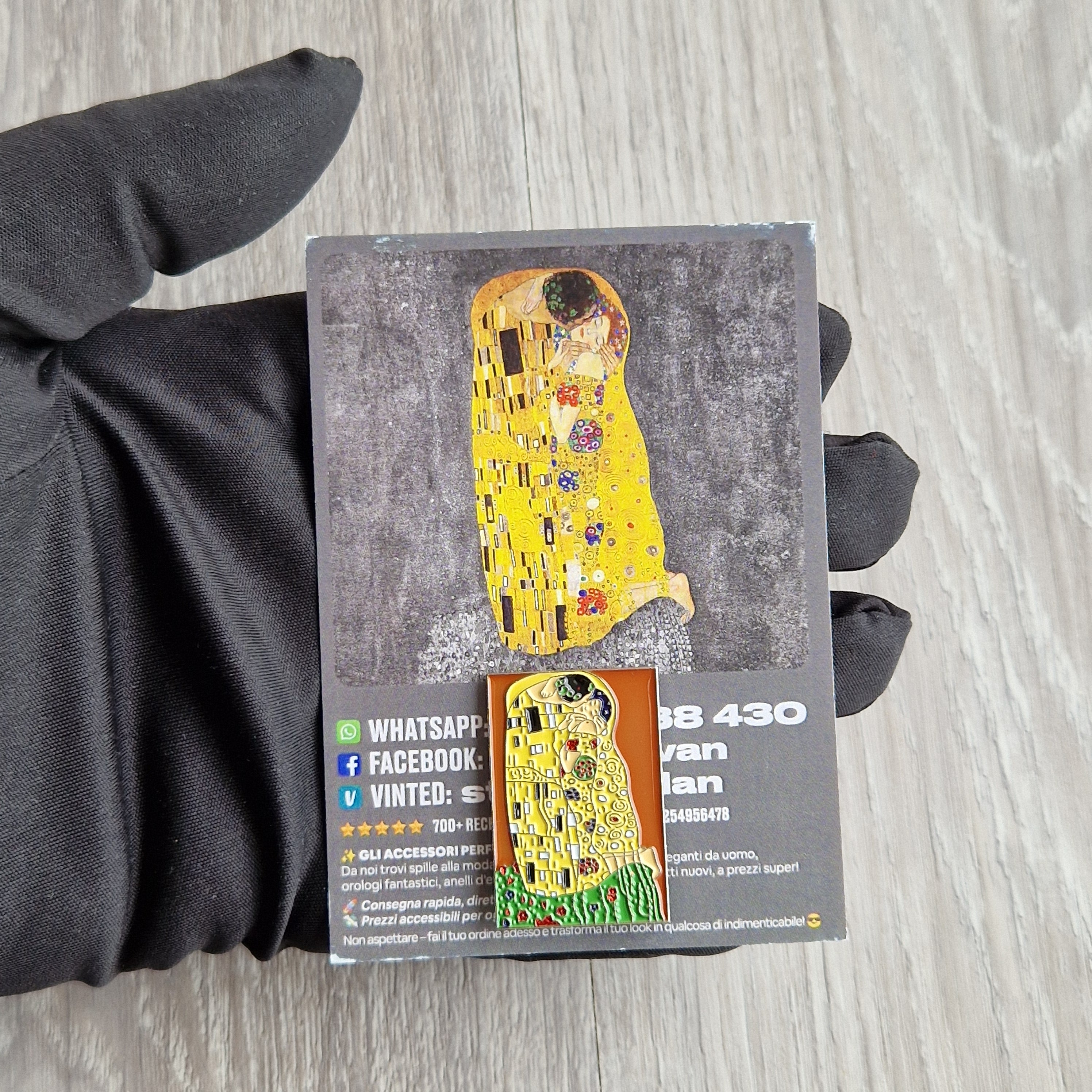 Spilla e card Il Bacio di Klimt