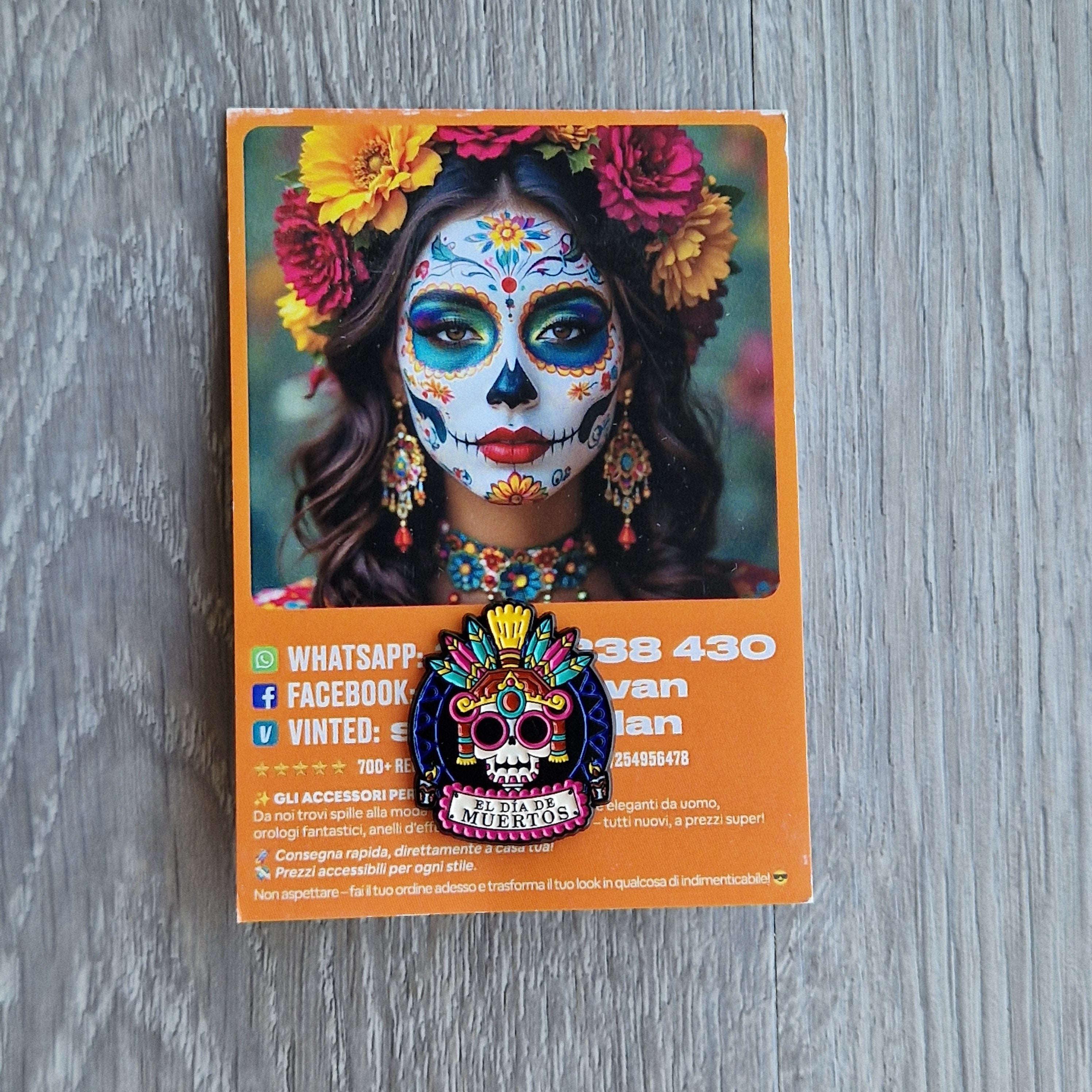 Spilla e card Dia de los Muertos