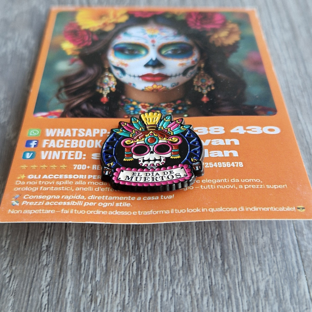 Spilla e card Dia de los Muertos