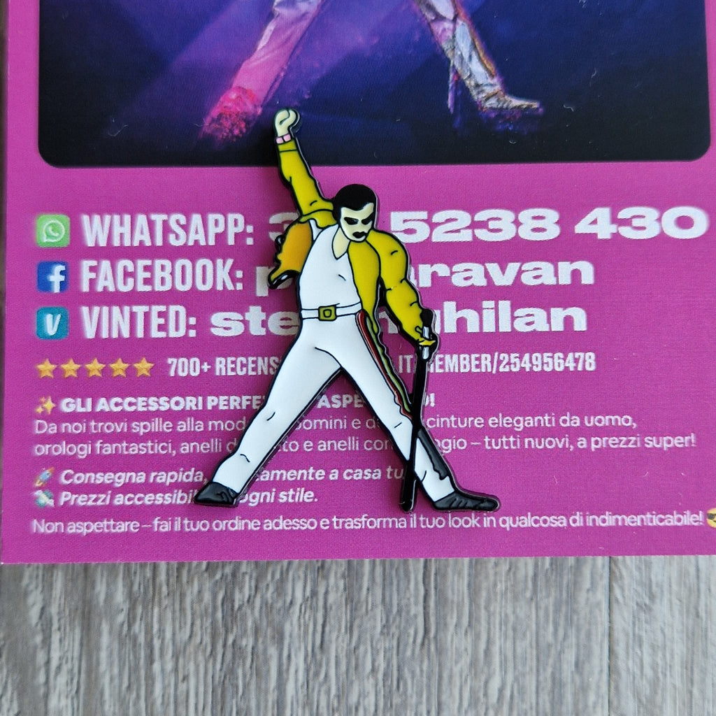 Spilla e card Freddie Mercury