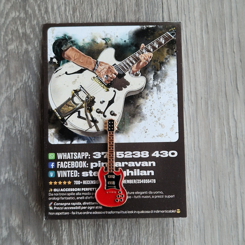 Spilla e card Chitarra Rossa Rock