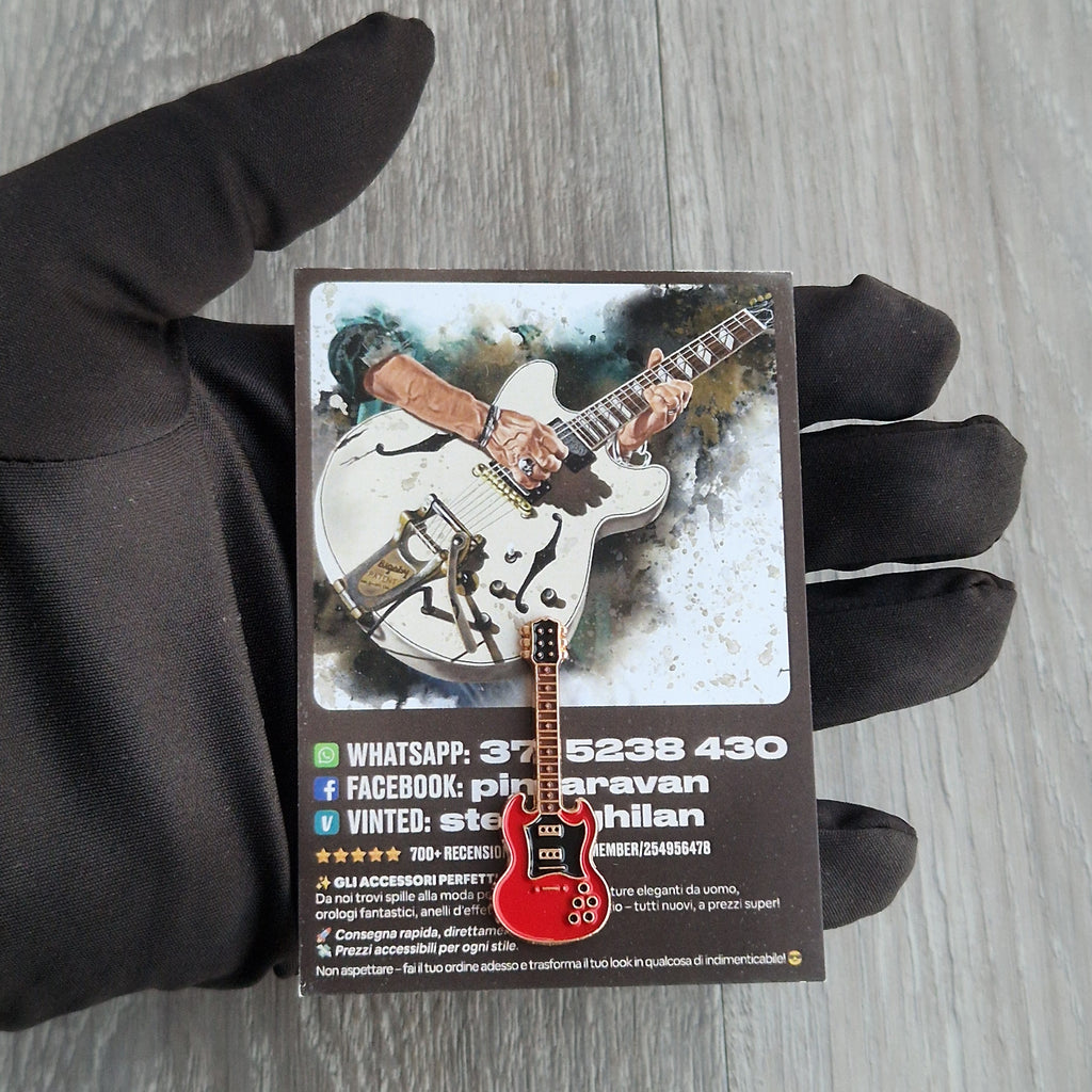 Spilla e card Chitarra Rossa Rock