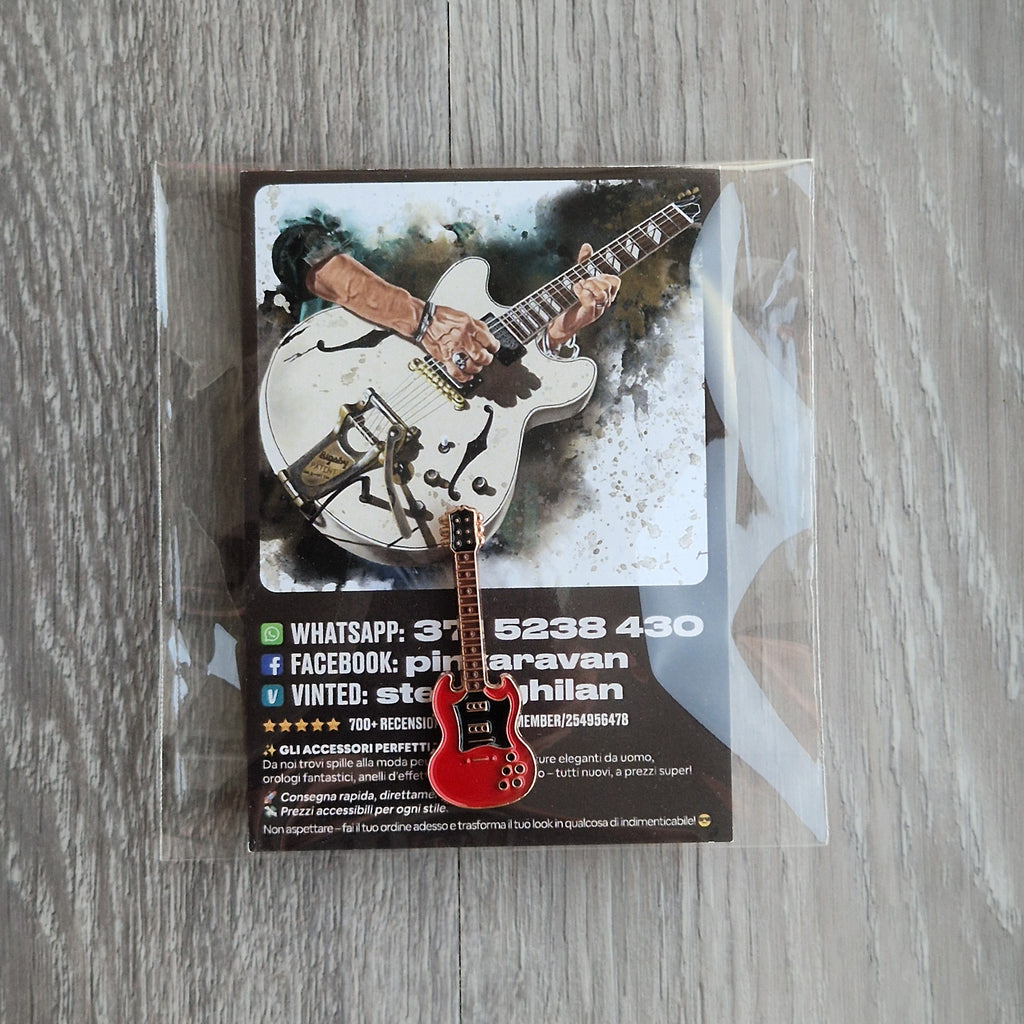 Spilla e card Chitarra Rossa Rock