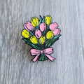 Spilla Bouquet Tulipani Rosa Gialli