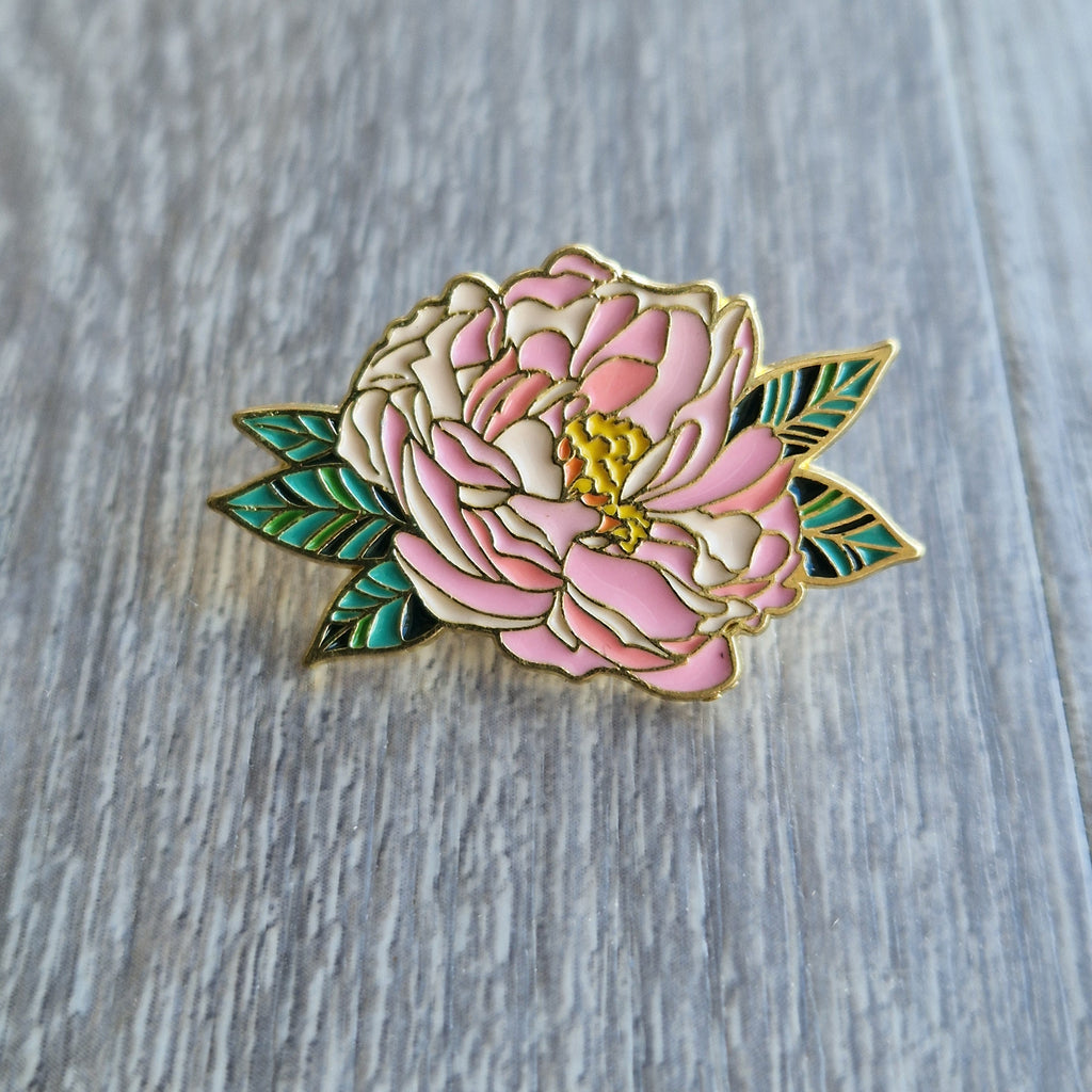 Spilla Peonia Rosa Oro