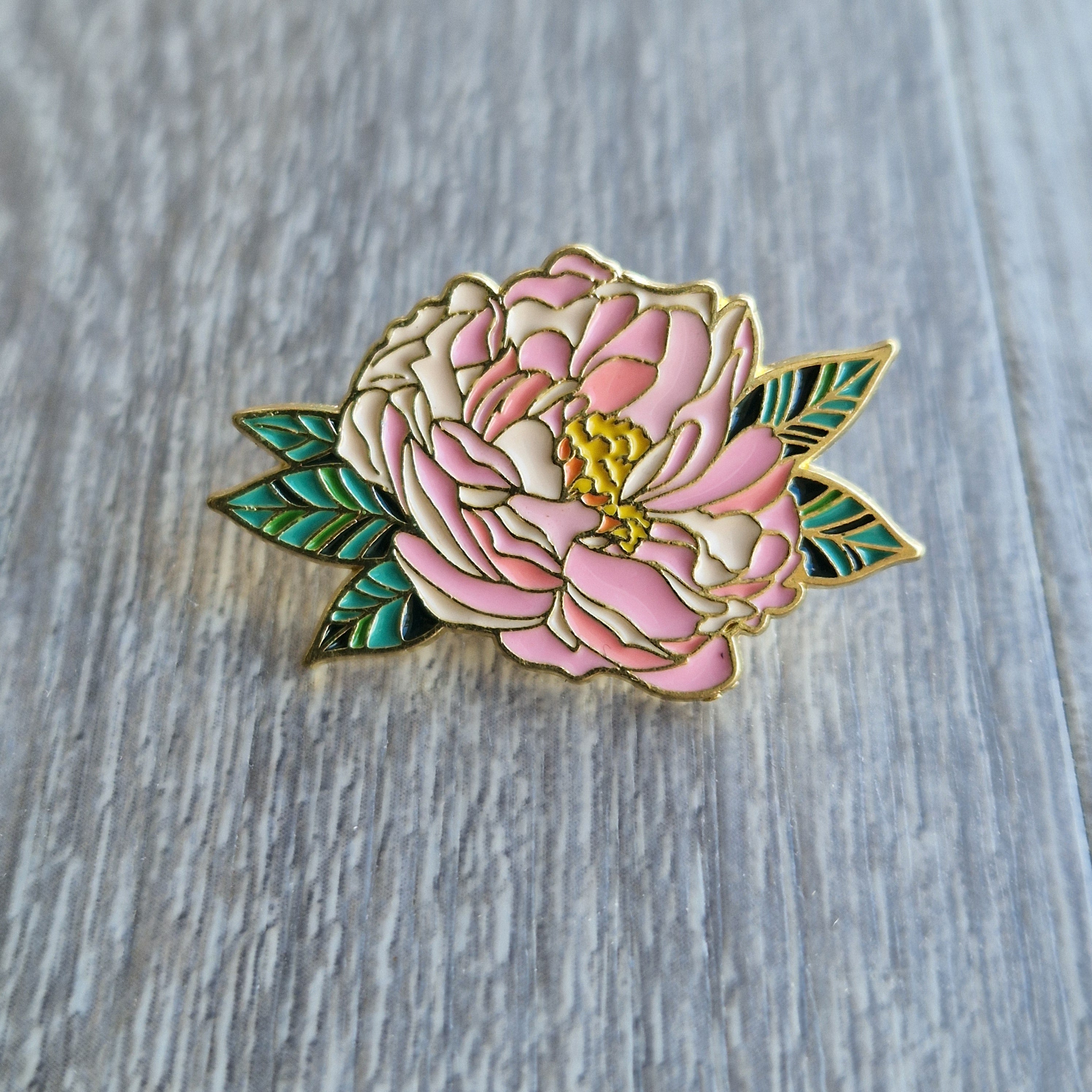 Spilla Peonia Rosa Oro