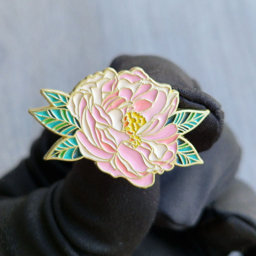 Spilla Peonia Rosa Oro