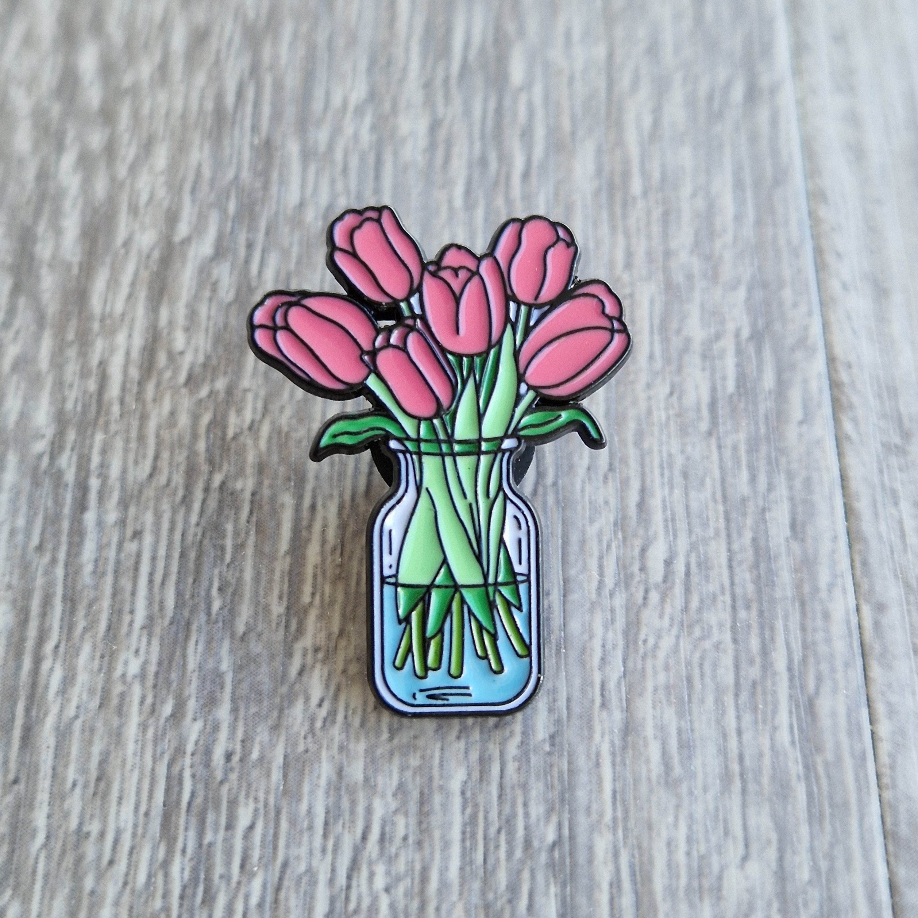 Spilla Tulipani Rosa Vaso