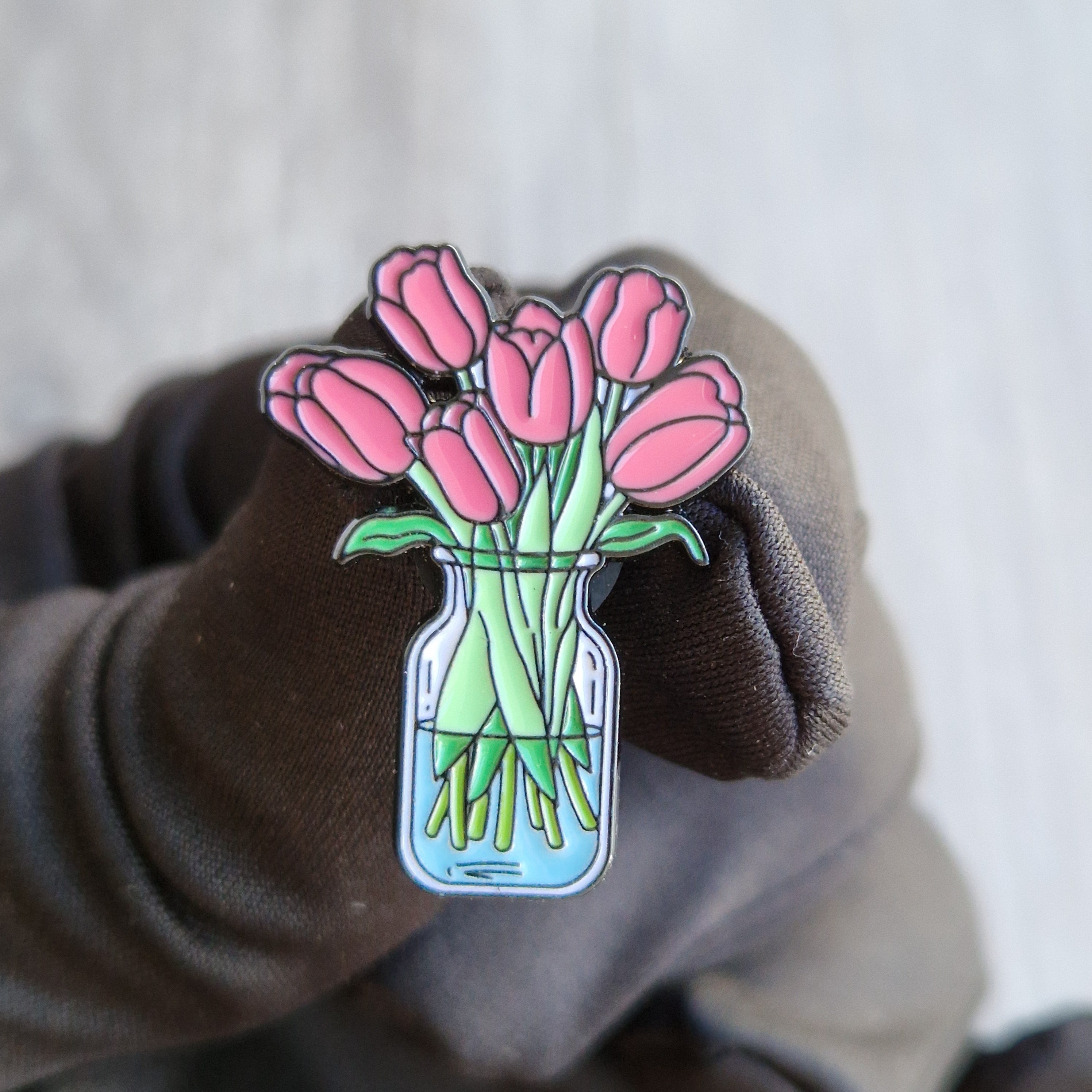 Spilla Tulipani Rosa Vaso