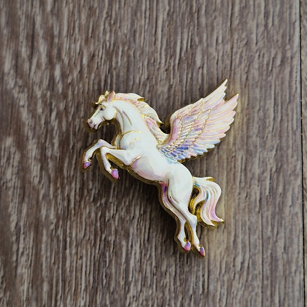 Spilla Pegaso Bianco Iridescente