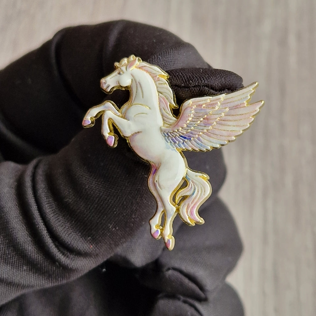 Spilla Pegaso Bianco Iridescente