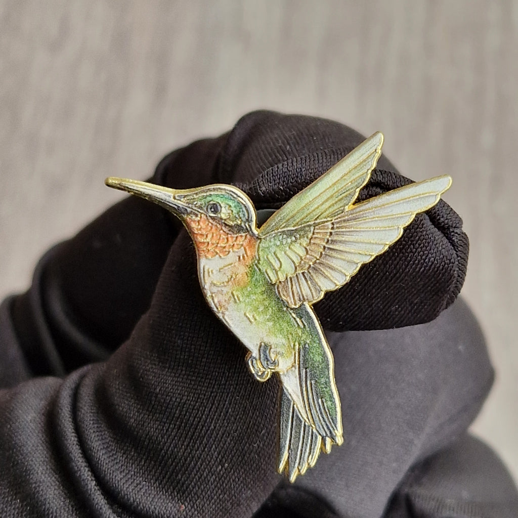 Spilla Colibrì Verde Naturale
