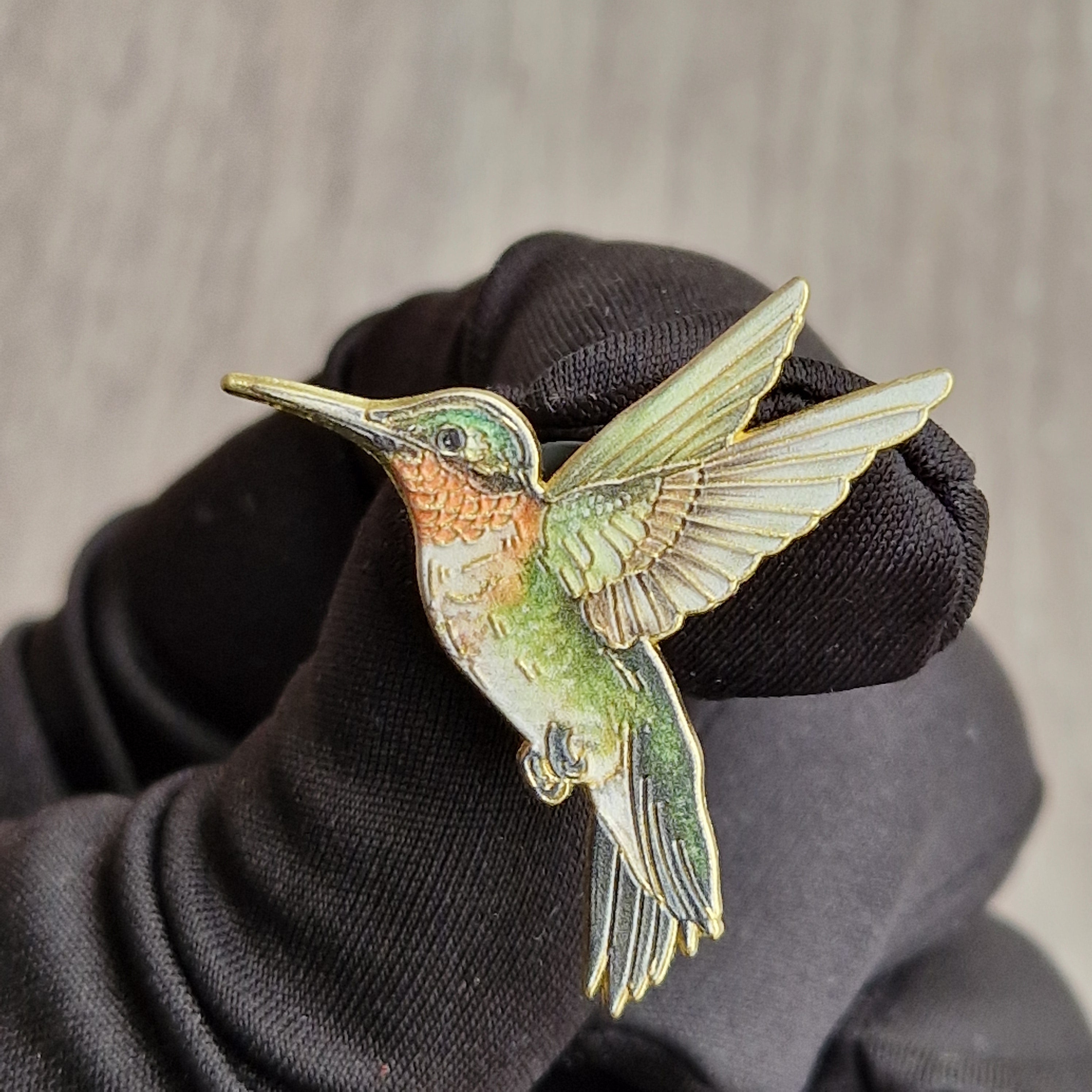 Spilla Colibrì Verde Naturale