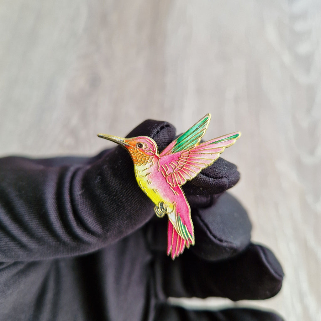 Spilla Colibrì Smaltata Colorata