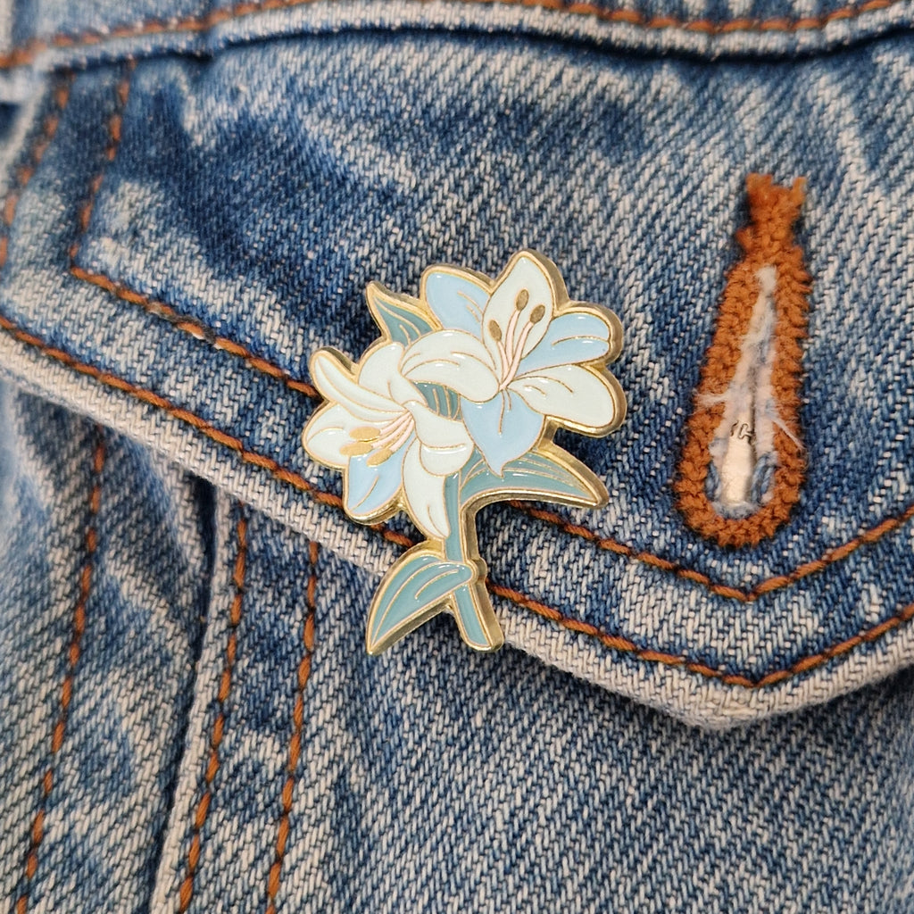 Spilla Gigli Blu e Oro