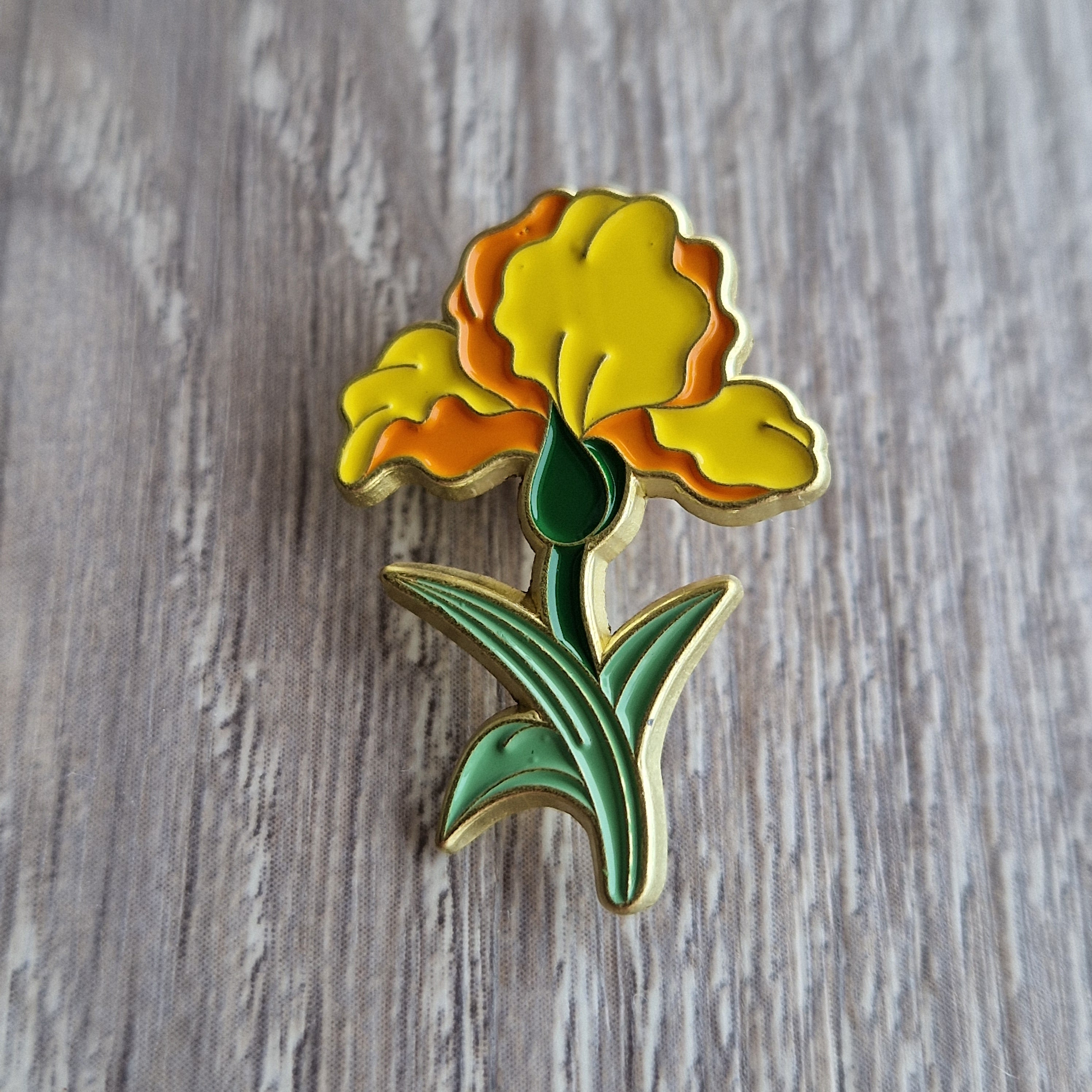 Spilla Fiore Giallo Smaltata Vintage