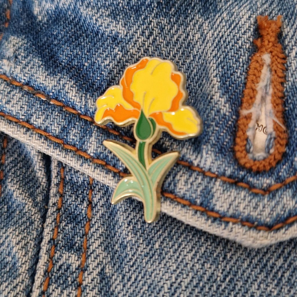 Spilla Fiore Giallo Smaltata Vintage