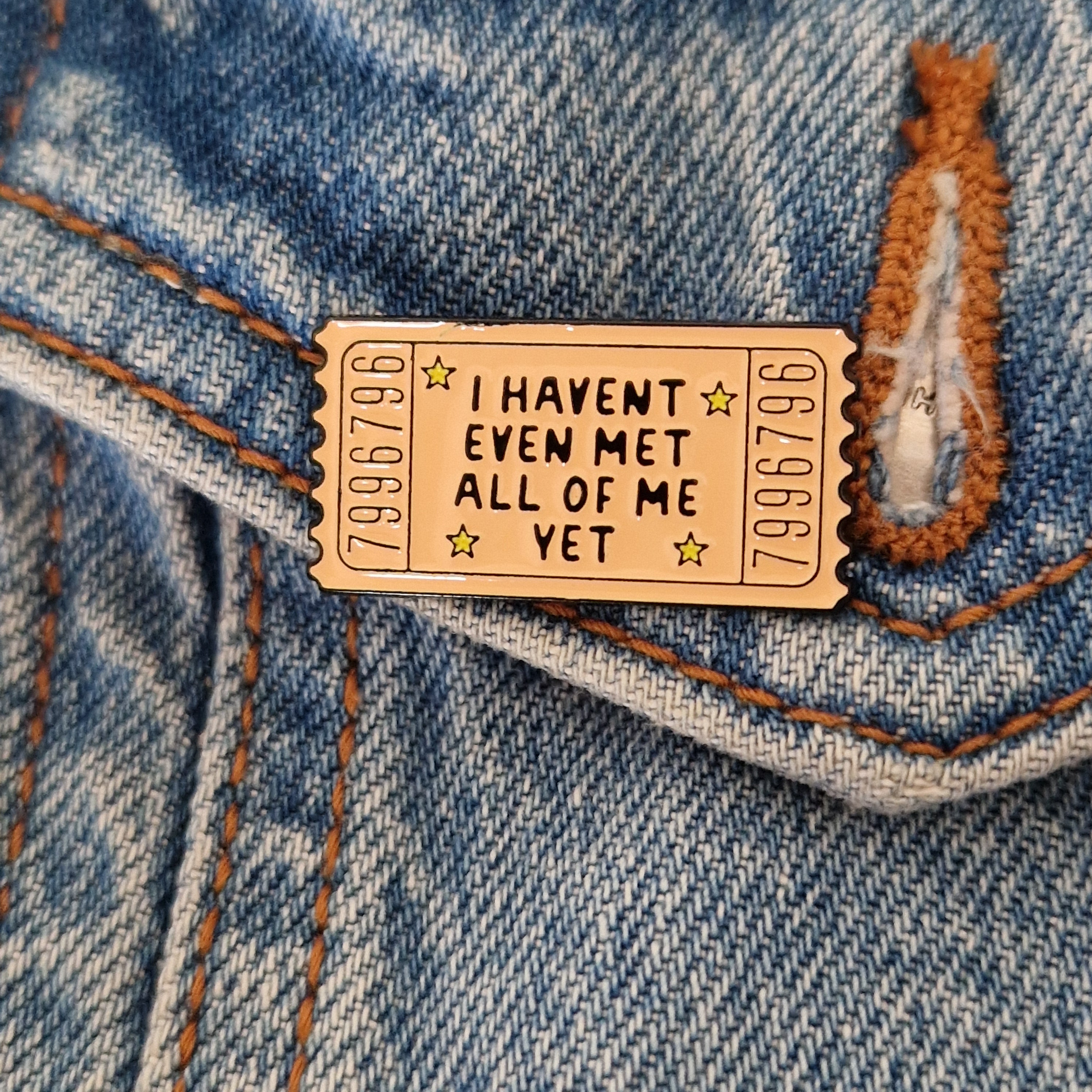 Spilla Biglietto Vintage "I Haven't Even Met All of Me Yet"