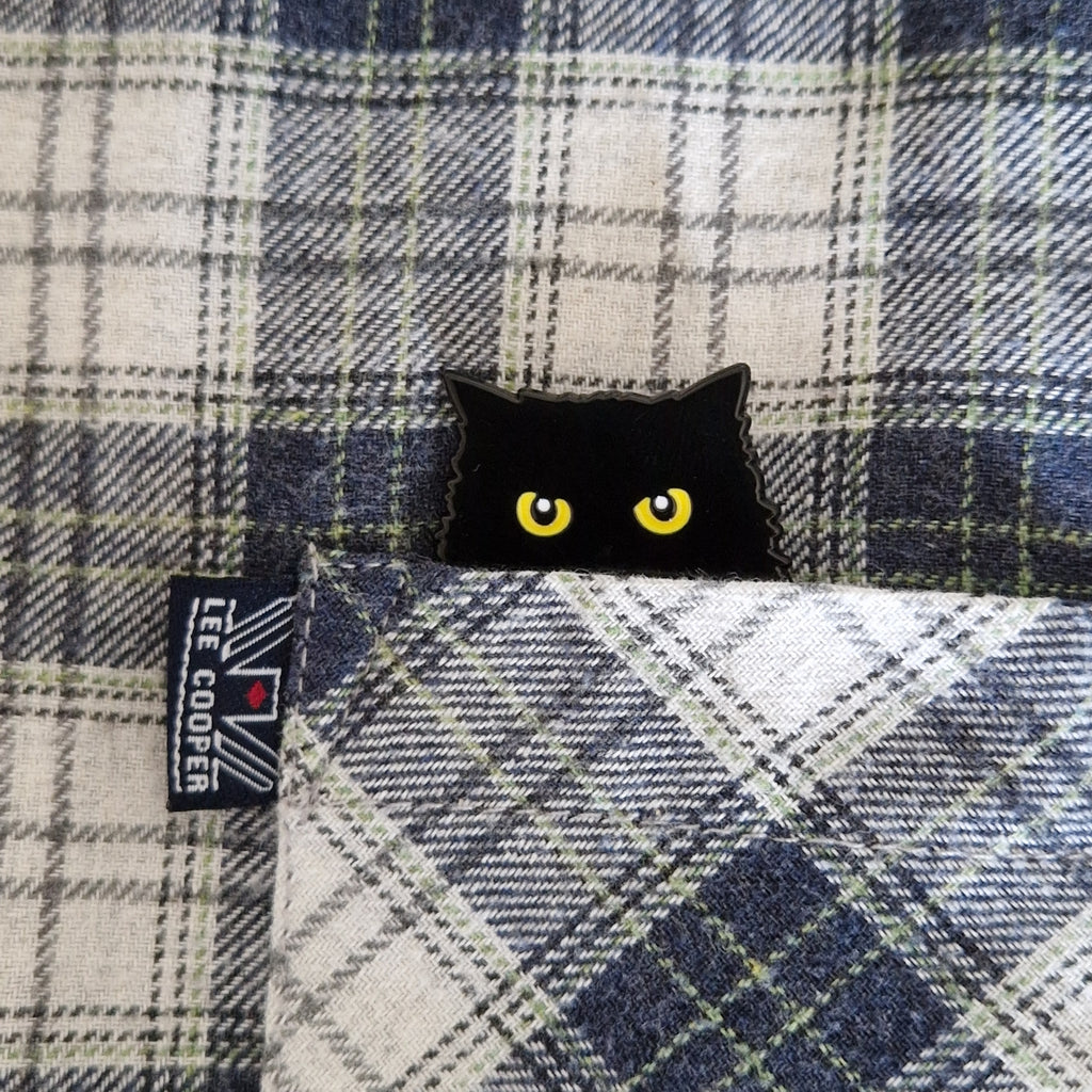 Spilla Smaltata Gatto Nero Spettinato
