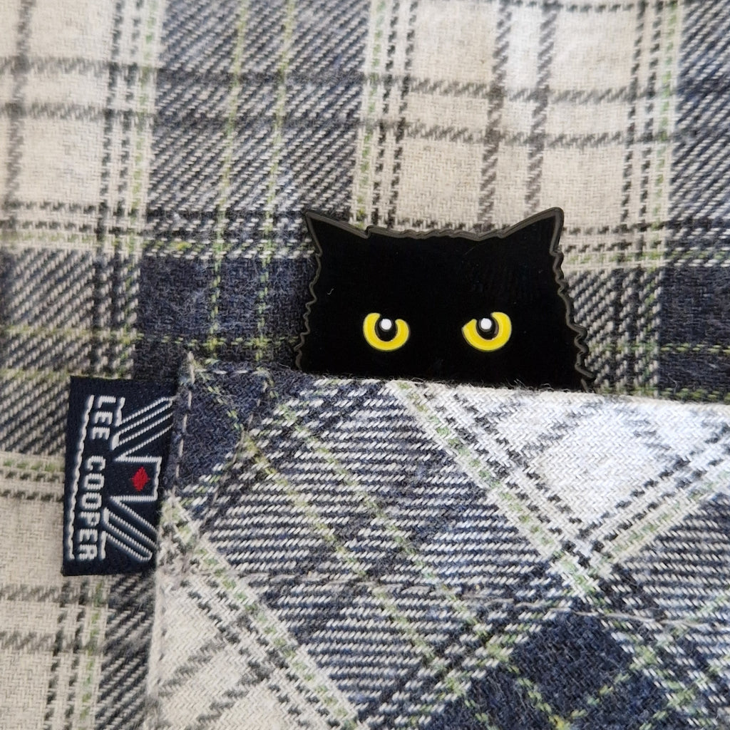 Spilla Smaltata Gatto Nero Spettinato