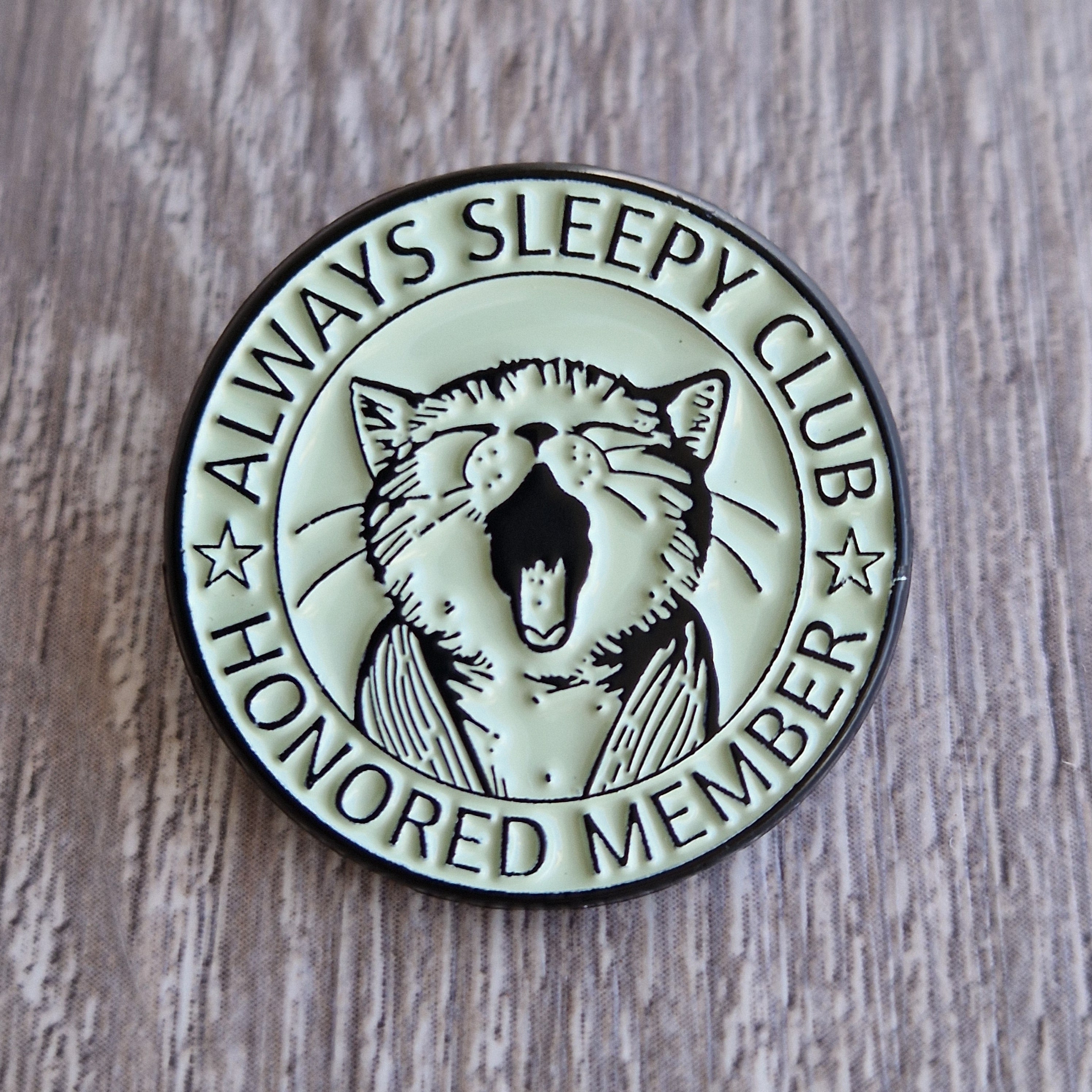 Spilla Smaltata Gatto Stanco "Always Sleepy Club"