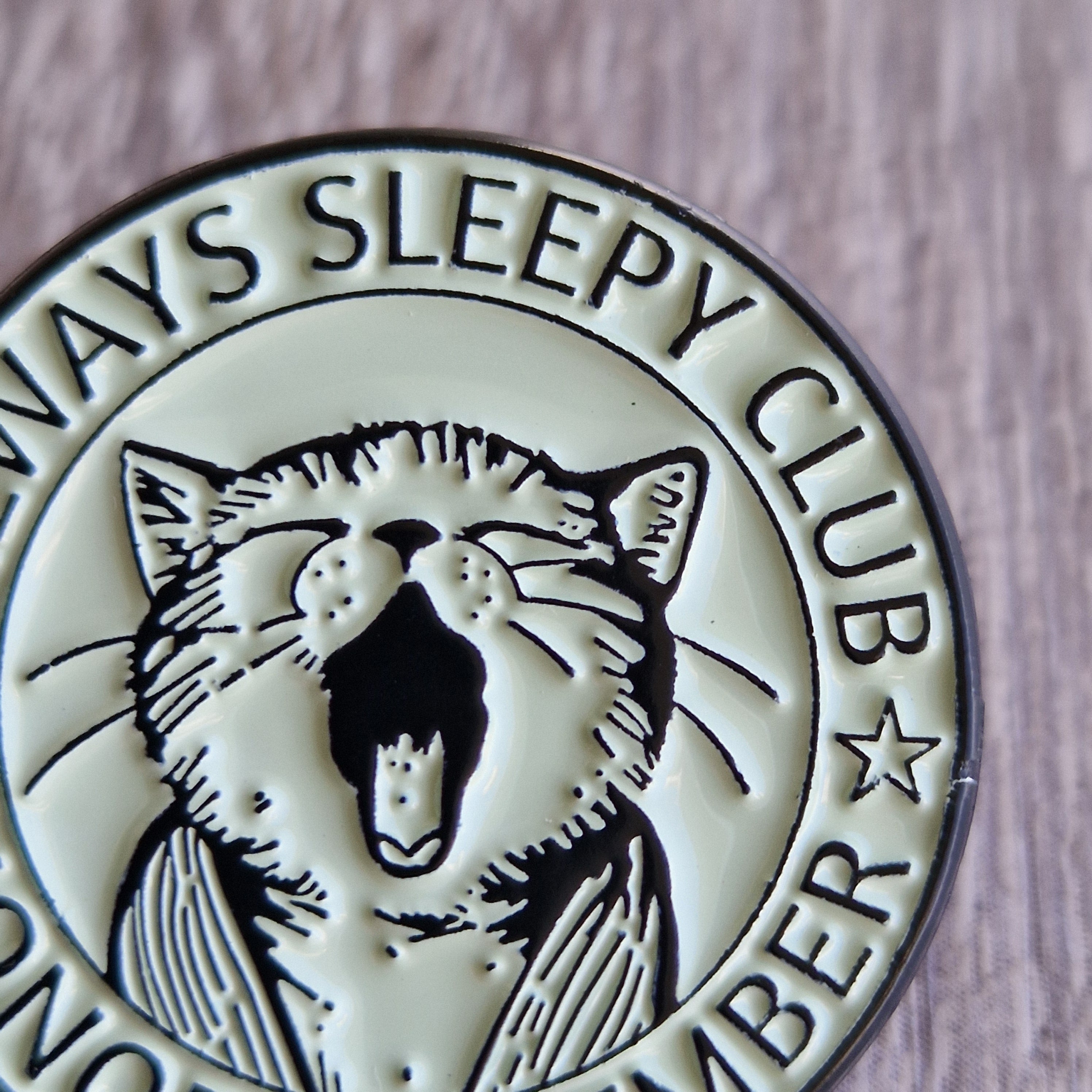 Spilla Smaltata Gatto Stanco "Always Sleepy Club"