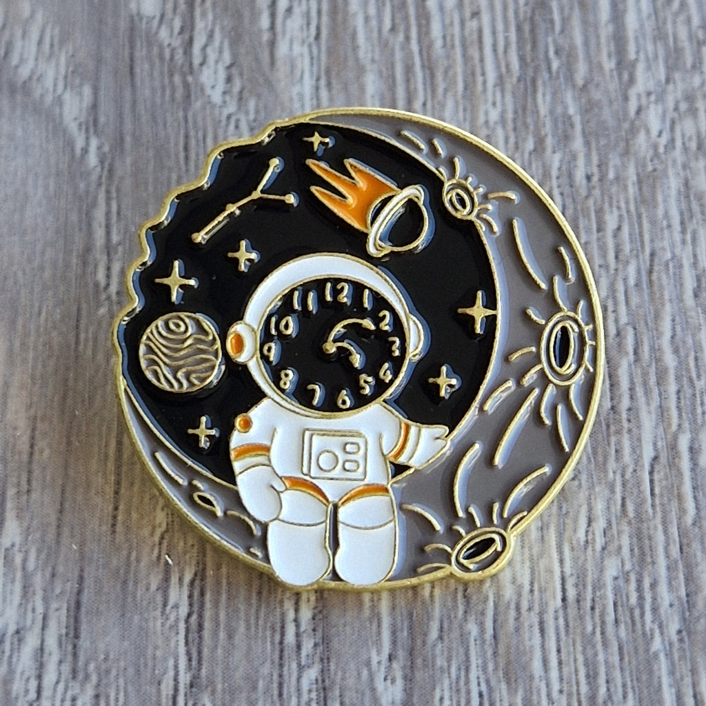 Spilla Astronauta Orologio e Luna