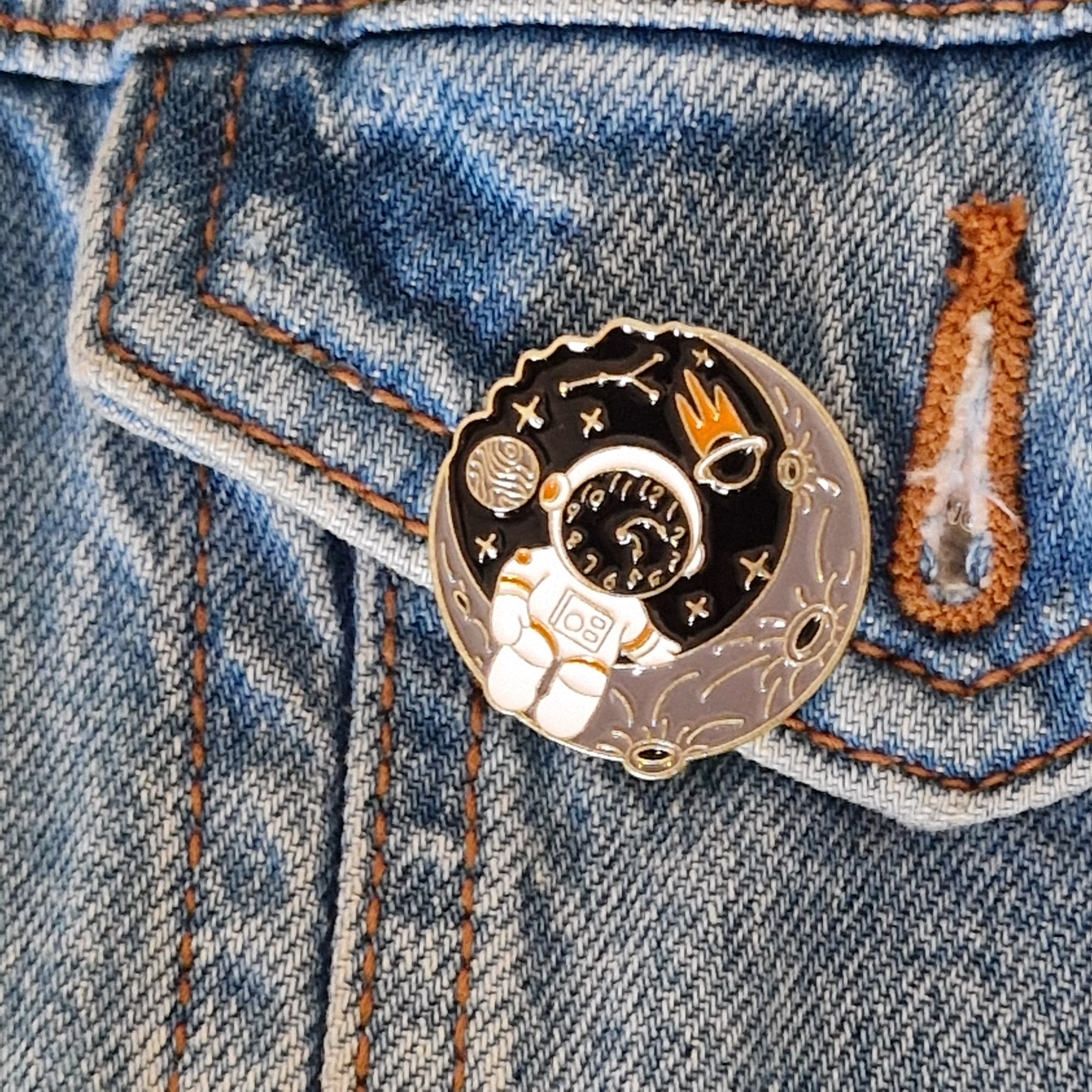 Spilla Astronauta Orologio e Luna