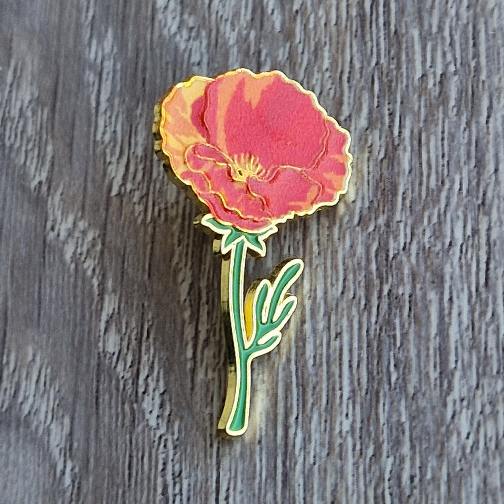 Spilla Smaltata Fiore di Papavero