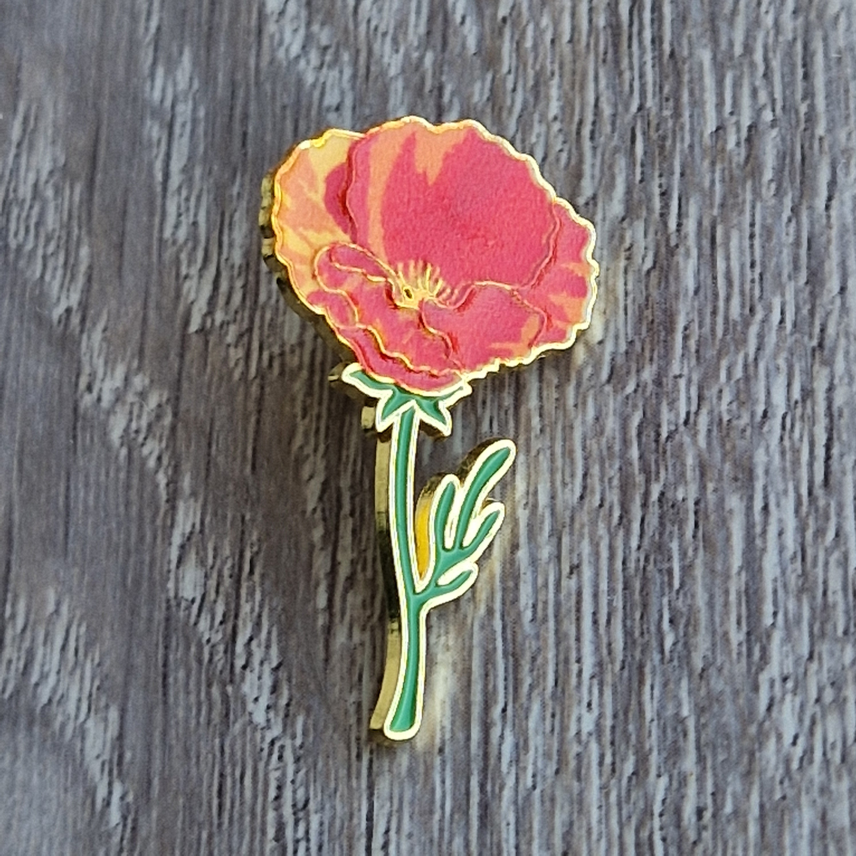 Spilla Smaltata Fiore di Papavero