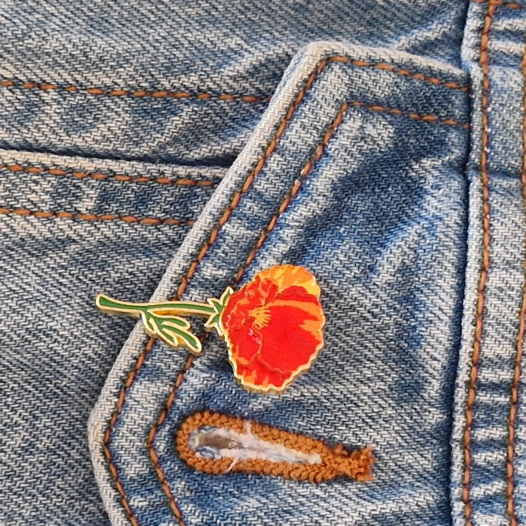 Spilla Smaltata Fiore di Papavero