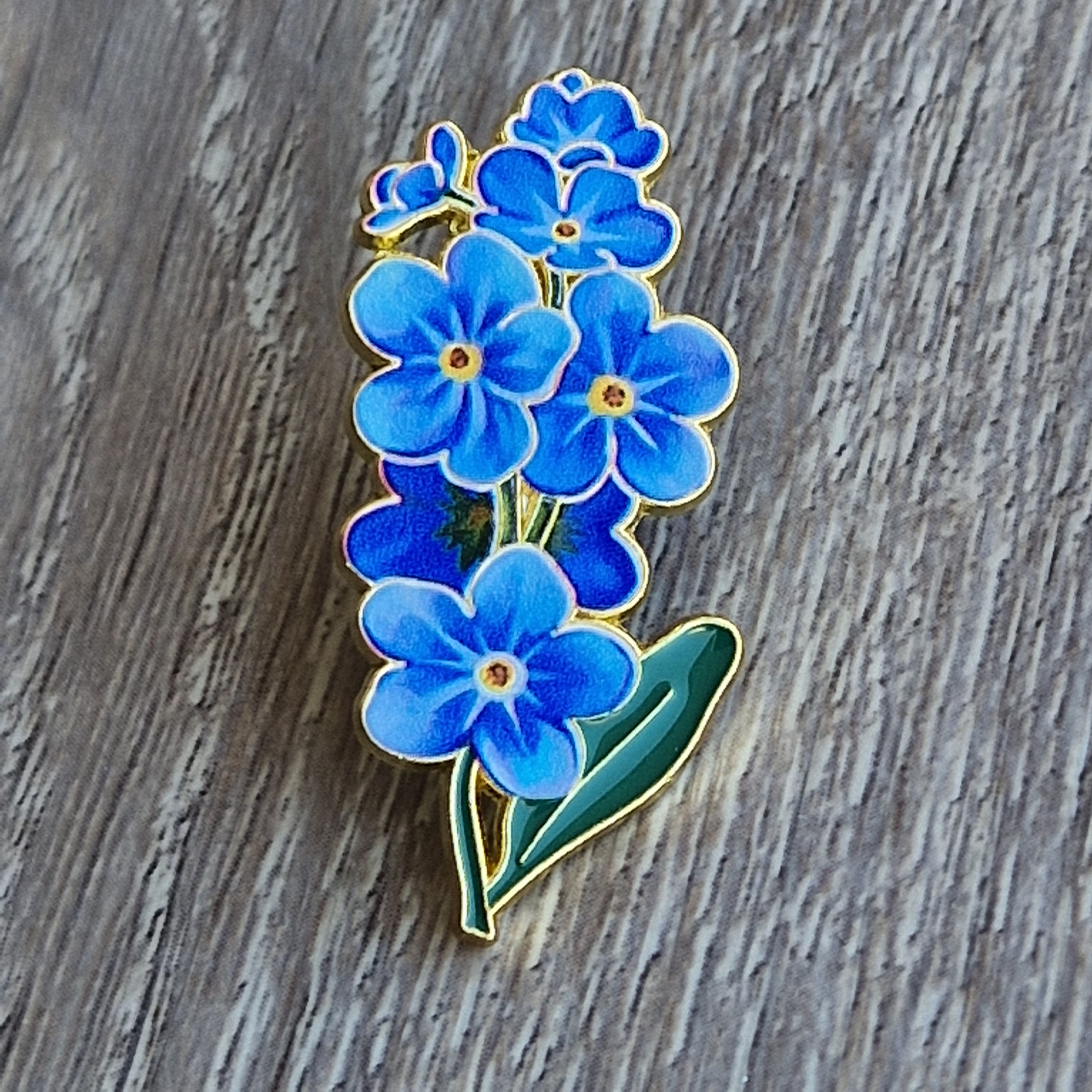 Spilla Smaltata Fiori Blu